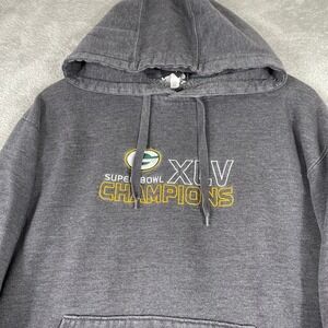 Green Bay Packers Super Bowl 35 Champions Hoodie Mens Large Gray NFL‎